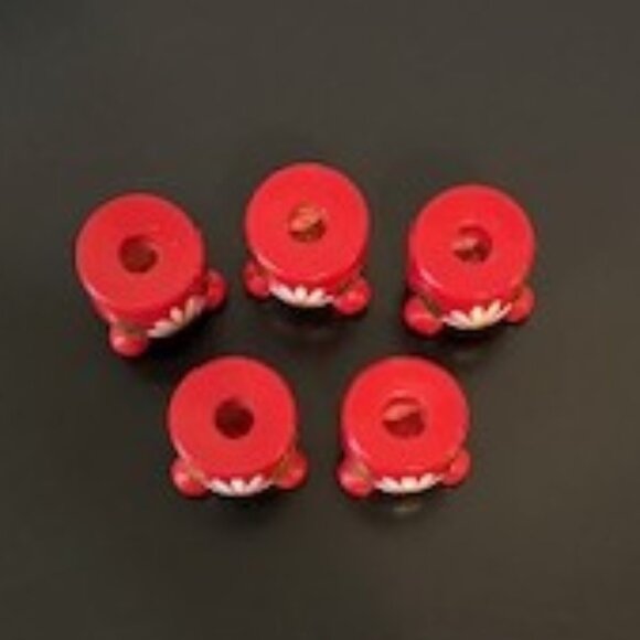 Swedish Handpainted Wooden Red Candles - Set of (5) - 1.75 Inches Tall - Picture 2 of 5